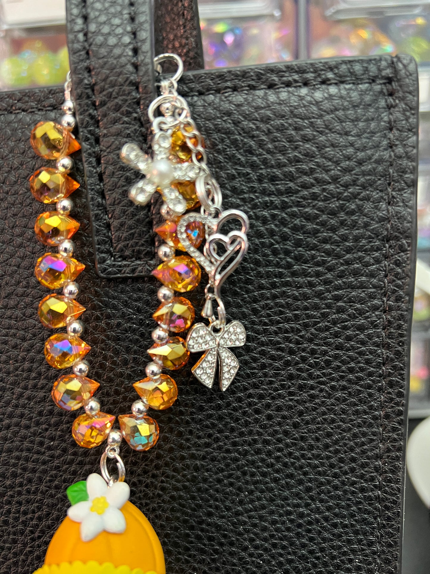 Orange blossom bag charm